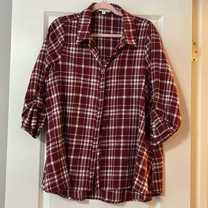 Andree by Unit burgundy and cream flannel shirt. Like new!